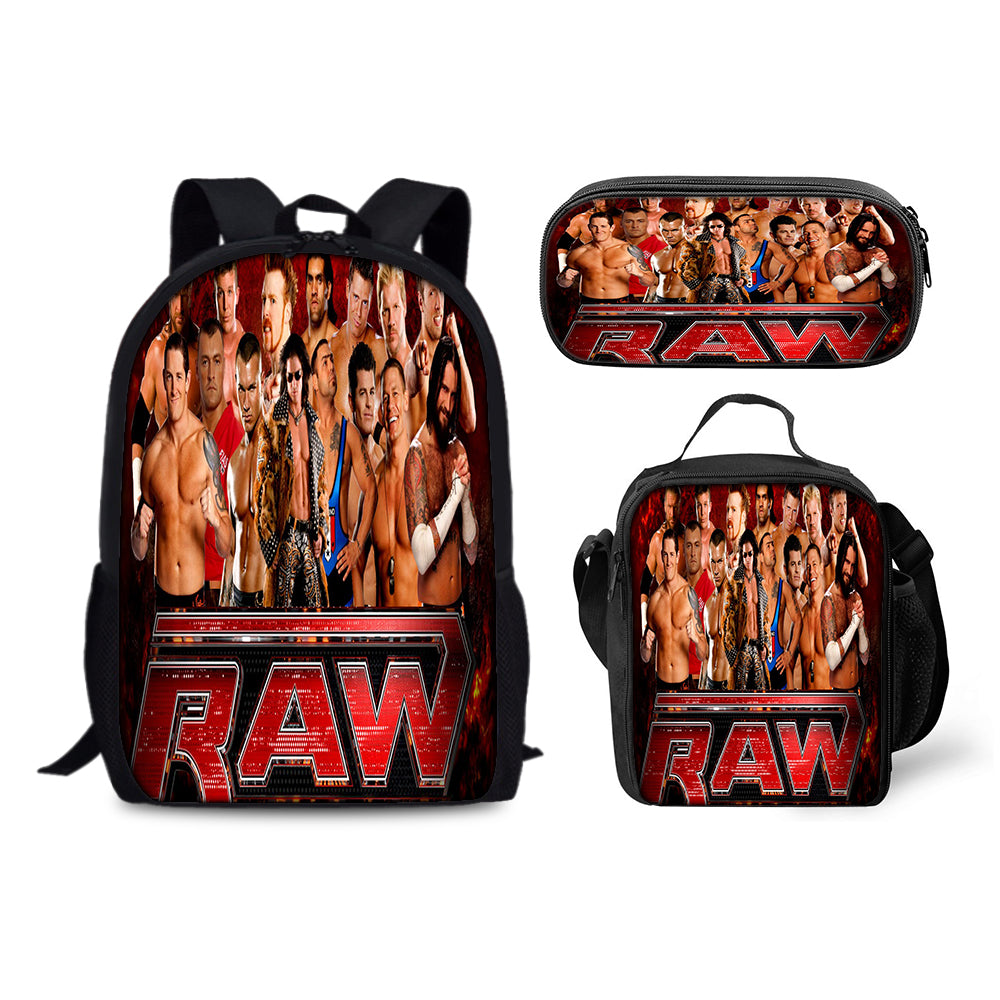 WWE World Wrestling Schoolbag Backpack Lunch Bag Pencil Case 3pcs Set Gift for Kids Students