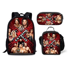 WWE World Wrestling Schoolbag Backpack Lunch Bag Pencil Case 3pcs Set Gift for Kids Students