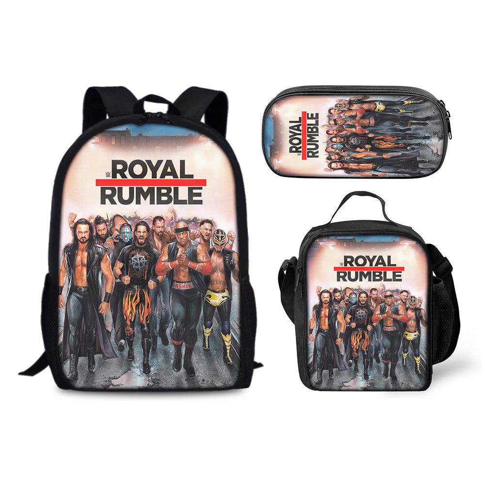 WWE World Wrestling Schoolbag Backpack Lunch Bag Pencil Case 3pcs Set Gift for Kids Students