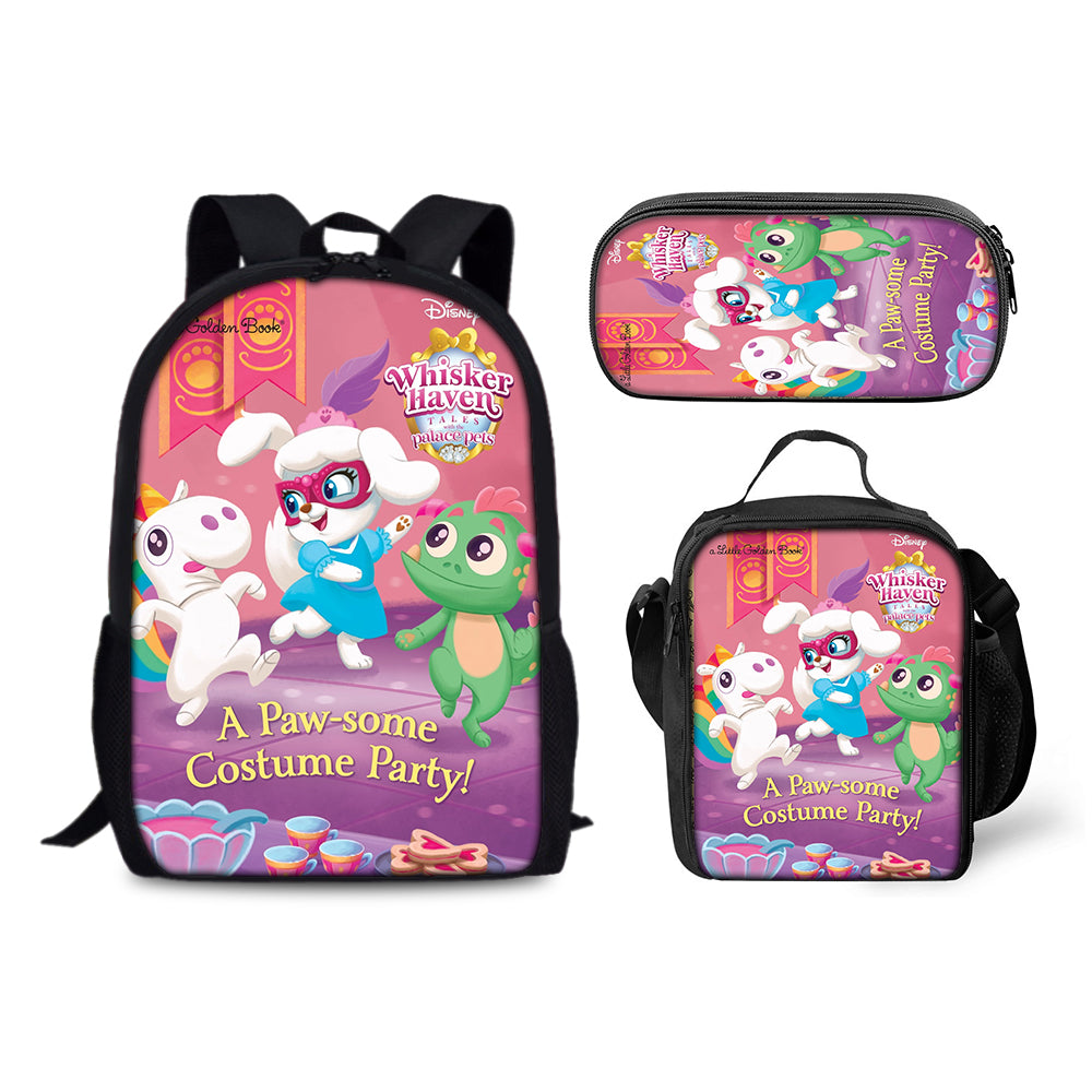 Whisker Haven Tales with the Palace Pets Schoolbag Backpack Lunch Bag Pencil Case 3pcs Set Gift for Kids Students