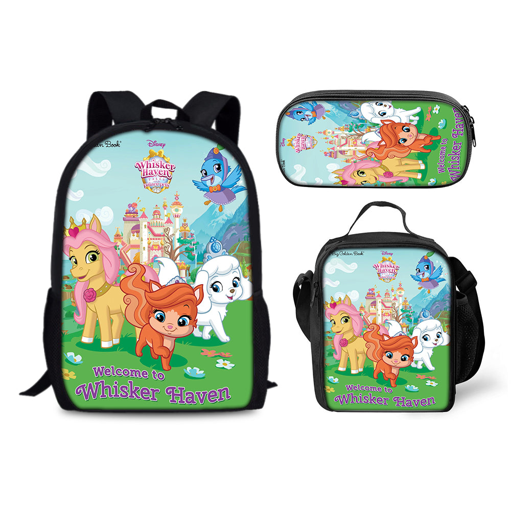Whisker Haven Tales with the Palace Pets Schoolbag Backpack Lunch Bag Pencil Case 3pcs Set Gift for Kids Students