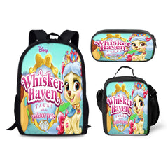 Whisker Haven Tales with the Palace Pets Schoolbag Backpack Lunch Bag Pencil Case 3pcs Set Gift for Kids Students