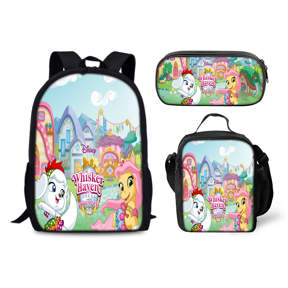 Whisker Haven Tales with the Palace Pets Schoolbag Backpack Lunch Bag Pencil Case 3pcs Set Gift for Kids Students