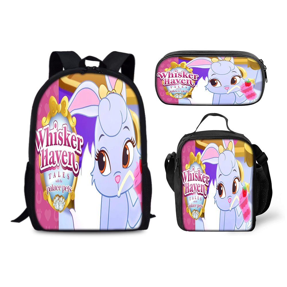 Whisker Haven Tales with the Palace Pets Schoolbag Backpack Lunch Bag Pencil Case 3pcs Set Gift for Kids Students