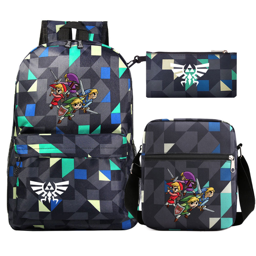 Zelda SchoolBag Backpack Shoulder Bag Book Pencil Bags 3pcs Set
