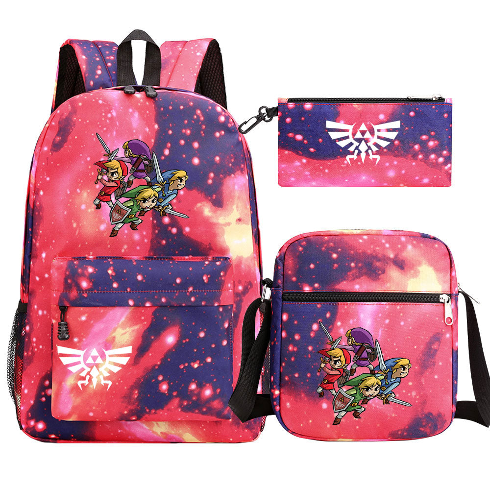 Zelda SchoolBag Backpack Shoulder Bag Book Pencil Bags 3pcs Set