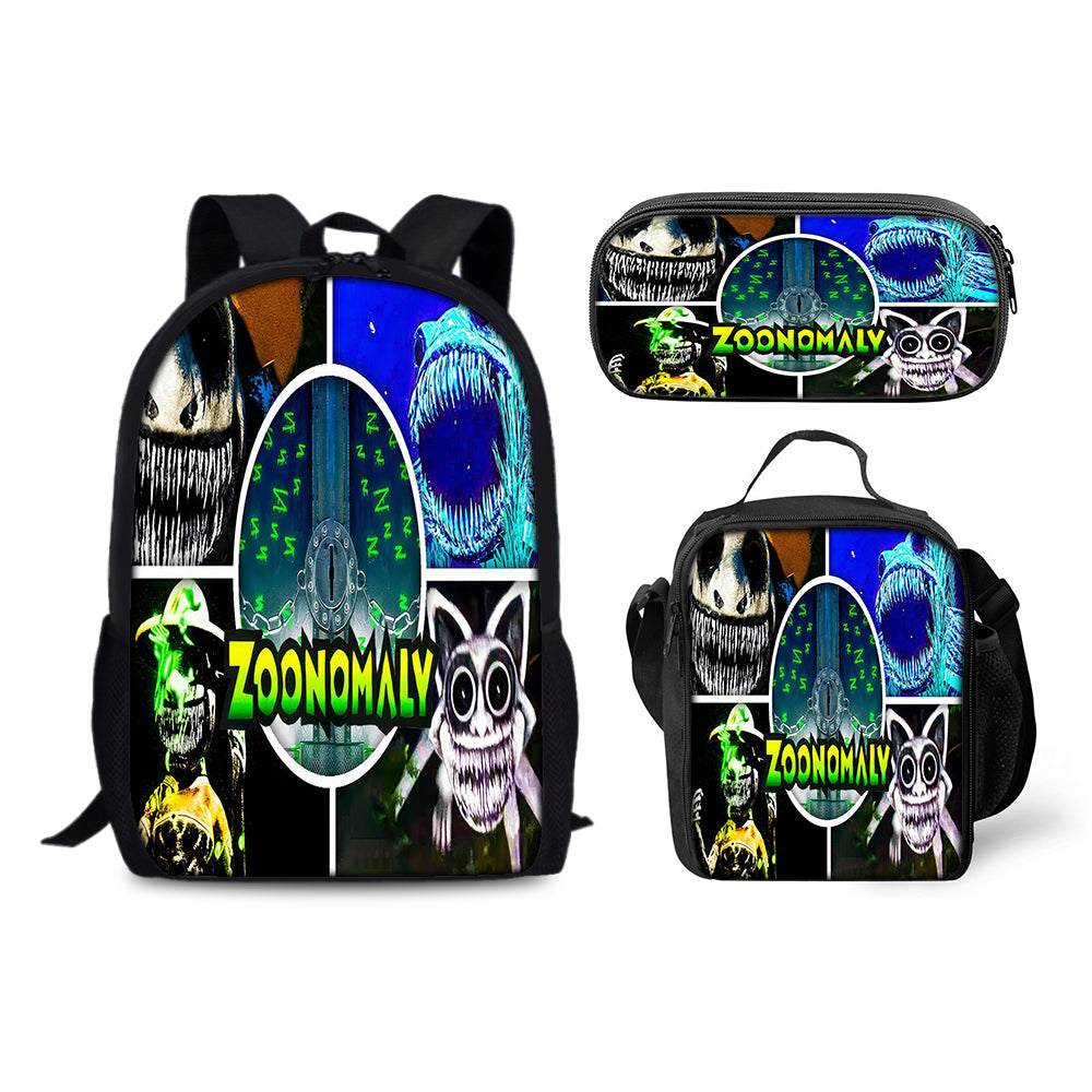 Zoonomaly Schoolbag Backpack Lunch Bag Pencil Case 3pcs Set Gift for Kids Students