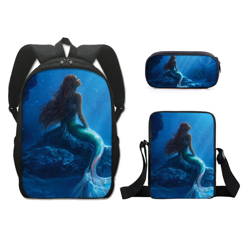 The Little Mermaid  Schoolbag Backpack Lunch Bag Pencil Case 3pcs Set Gift for Kids Students
