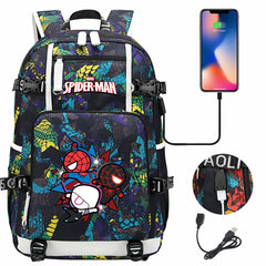 Spider Man Across the Spider Verse USB Charging Backpack School NoteBook Laptop Travel Bags