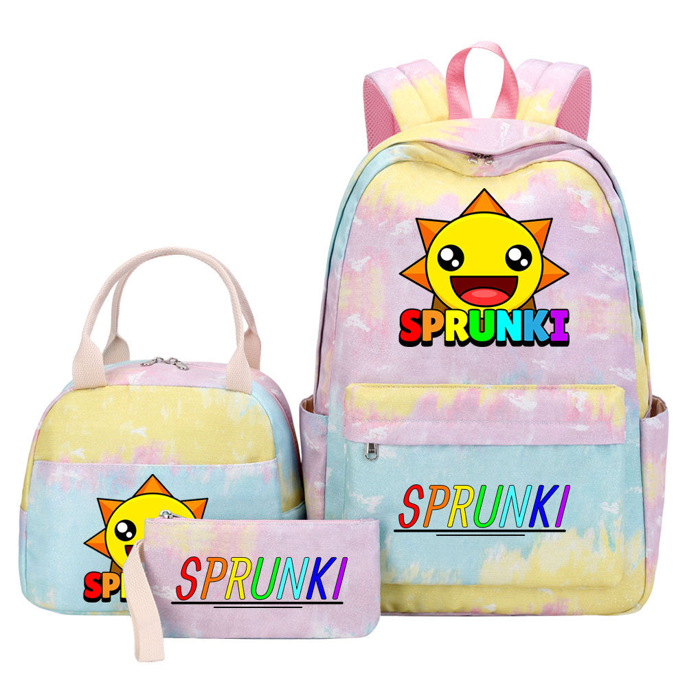 Sprunki Pink Starry Sky SchoolBag Backpack Lunch Box Bag Book Pencil Bags 3pcs Set