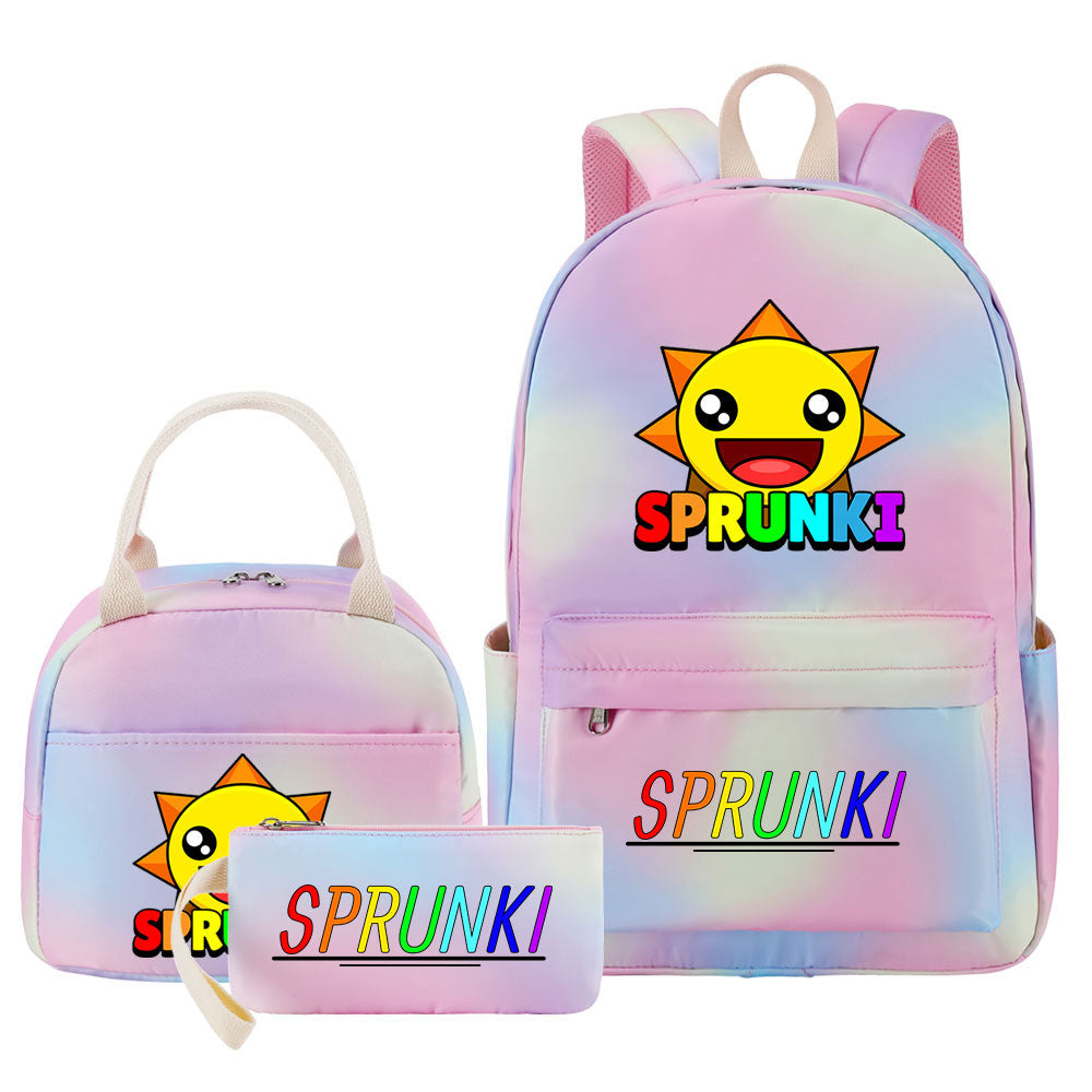 Sprunki Pink Starry Sky SchoolBag Backpack Lunch Box Bag Book Pencil Bags 3pcs Set