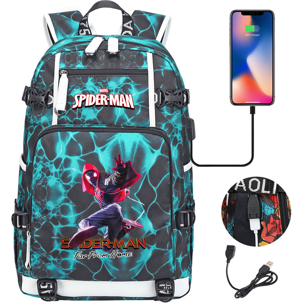 Spider Man Across the Spider Verse USB Charging Backpack School NoteBook Laptop Travel Bags