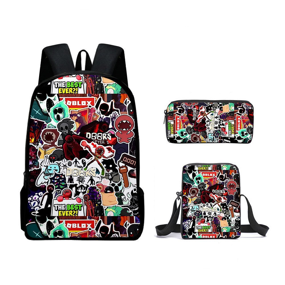 Roblox Doors Schoolbag Backpack Lunch Bag Pencil Case 3pcs Set Gift for Kids Students