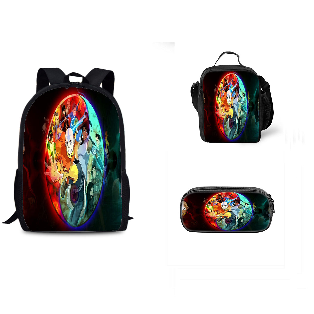 Avatar The Last Airbender Schoolbag Backpack Lunch Bag Pencil Case 3pcs Set Gift for Kids Students