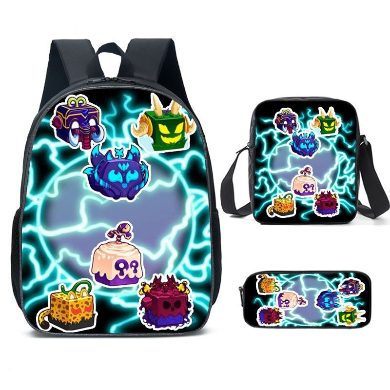 Blox Fruits Schoolbag Backpack Lunch Bag Pencil Case 3pcs Set Gift for Kids Students