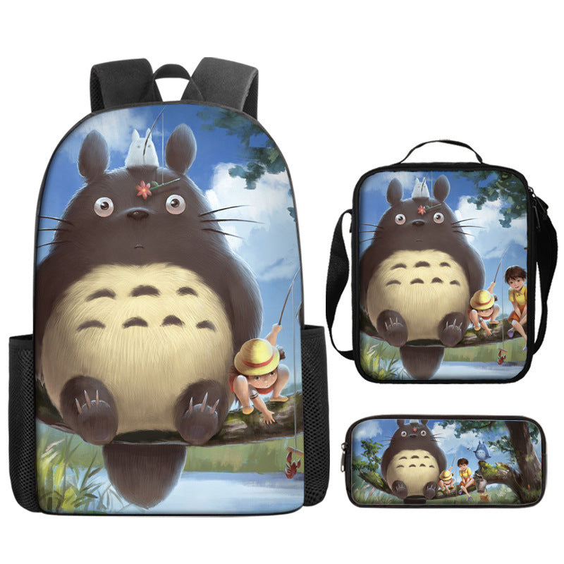 My Neighbor Totoro Schoolbag Backpack Lunch Bag Pencil Case 3pcs Set Gift for Kids Students