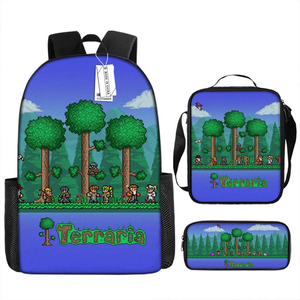 Terraria Schoolbag Backpack Lunch Bag Pencil Case 3pcs Set Gift for Kids Students