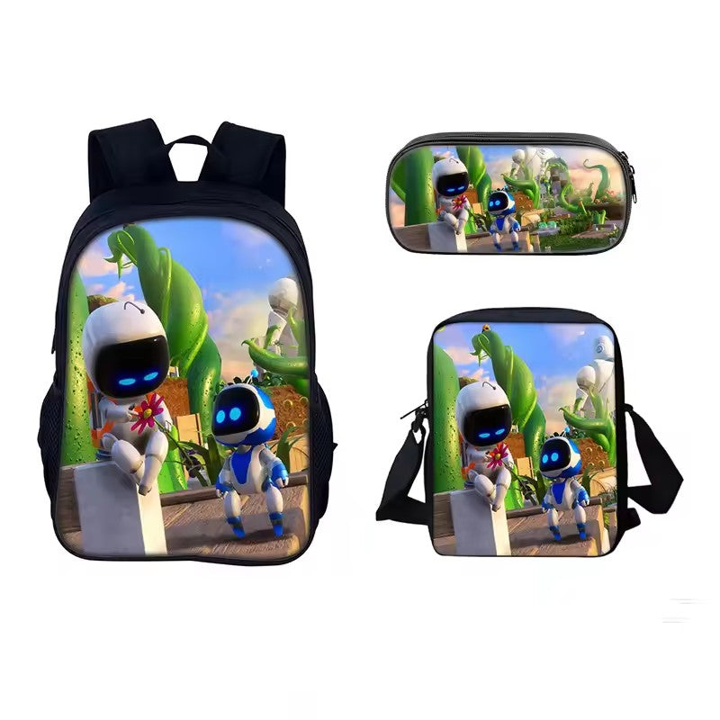 Astro Bot Schoolbag Backpack Lunch Bag Pencil Case 3pcs Set Gift for Kids Students
