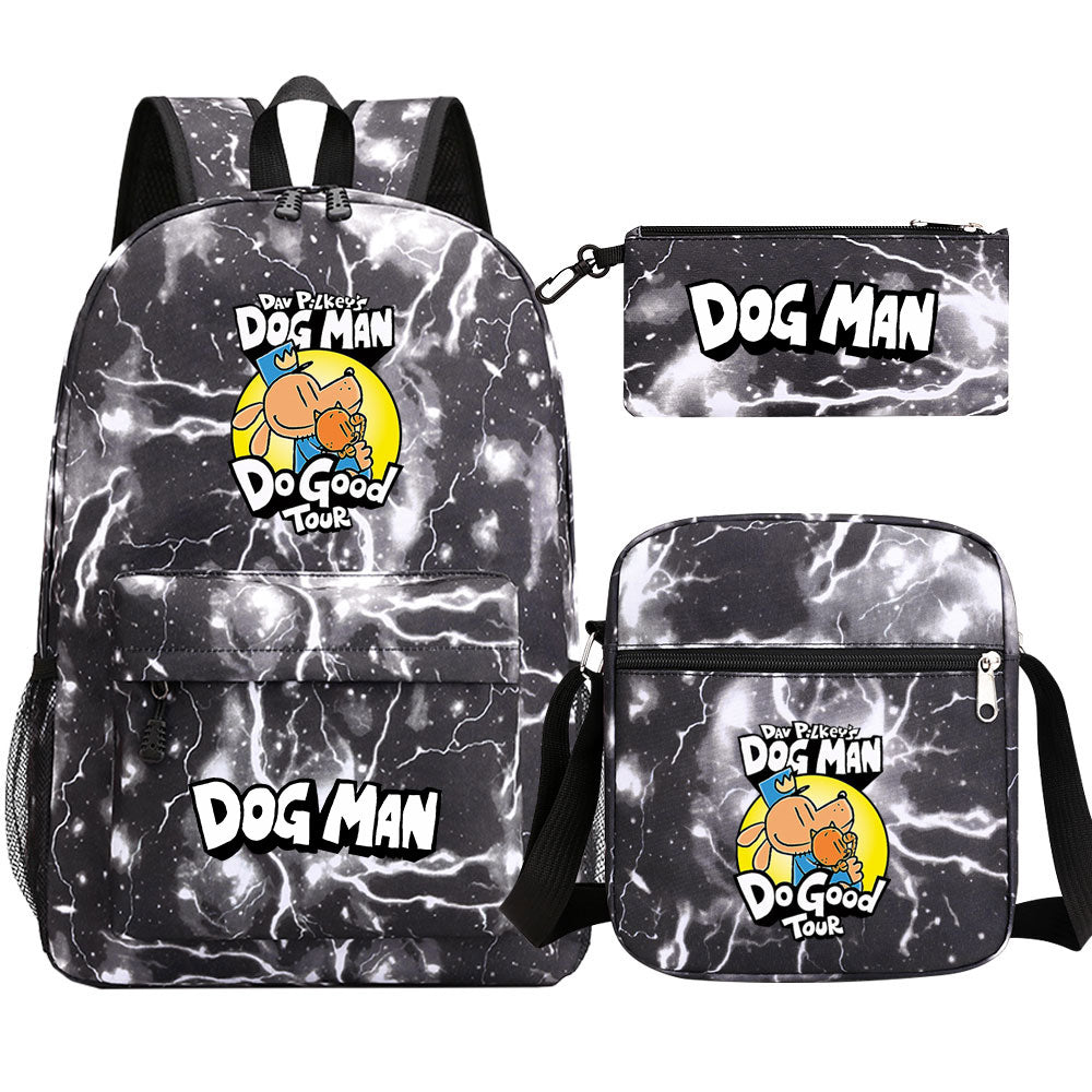 Dog Man School Bag Backpack Shoulder Bag Book Pencil Bags  3pcs Set