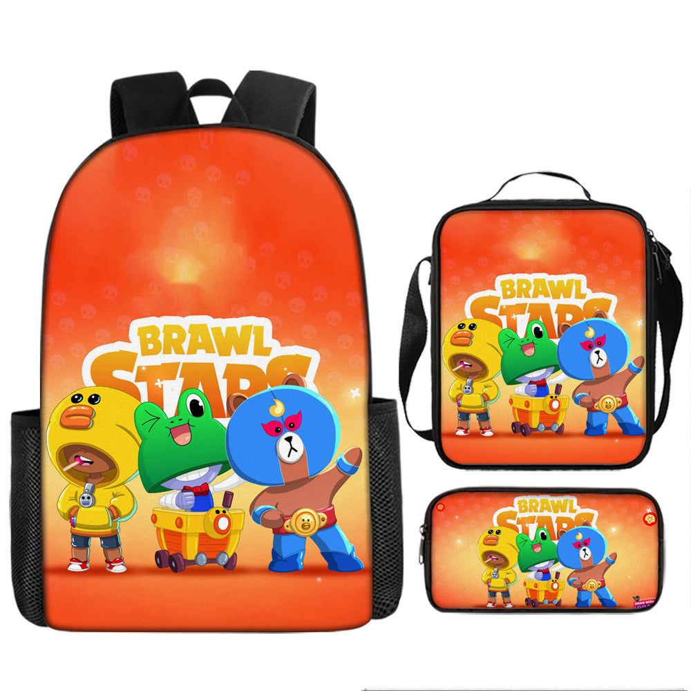 Brawl Stars Schoolbag Backpack Lunch Bag Pencil Case 3pcs Set Gift for Kids Students