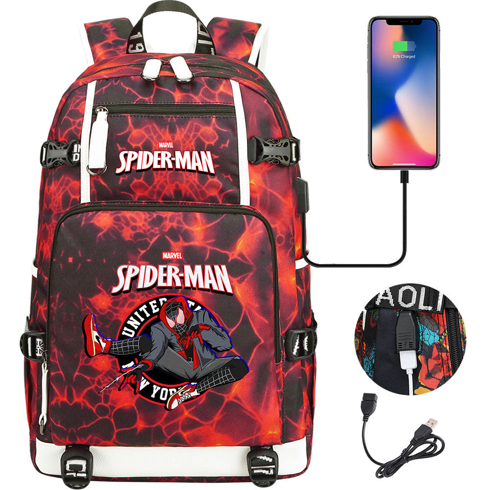 Spider Man Across the Spider Verse USB Charging Backpack School NoteBook Laptop Travel Bags