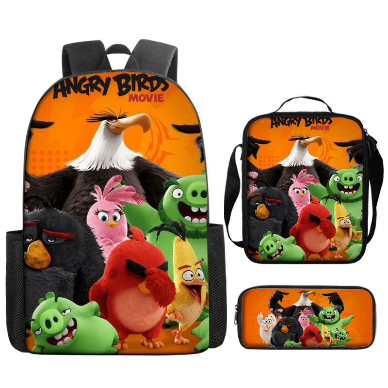 Angry Birds Schoolbag Backpack Lunch Bag Pencil Case 3pcs Set Gift for Kids Students