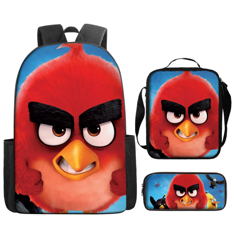 Angry Birds Schoolbag Backpack Lunch Bag Pencil Case 3pcs Set Gift for Kids Students
