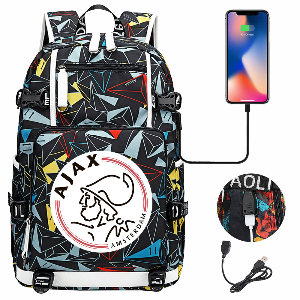 Amsterdamsche Football Club USB Charging Backpack School NoteBook Laptop Travel Bags