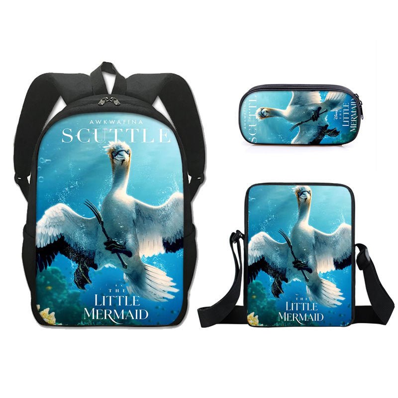 The Little Mermaid  Schoolbag Backpack Lunch Bag Pencil Case 3pcs Set Gift for Kids Students