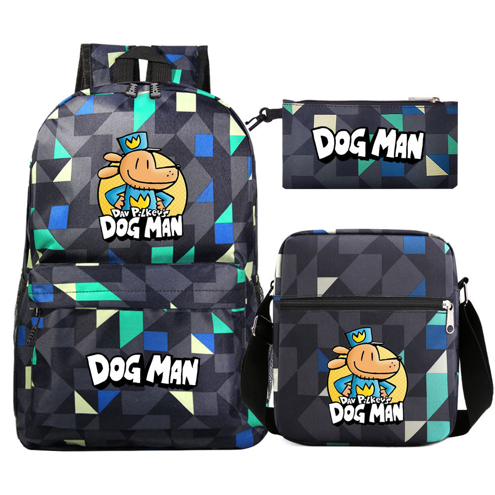 Dog Man School Bag Backpack Shoulder Bag Book Pencil Bags  3pcs Set
