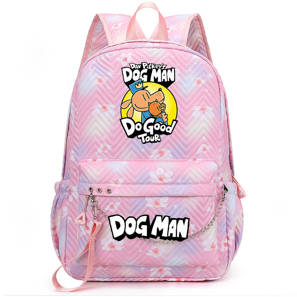 Dog Man USB Charging Backpack Shoolbag Notebook Bag Gifts for Kids Students