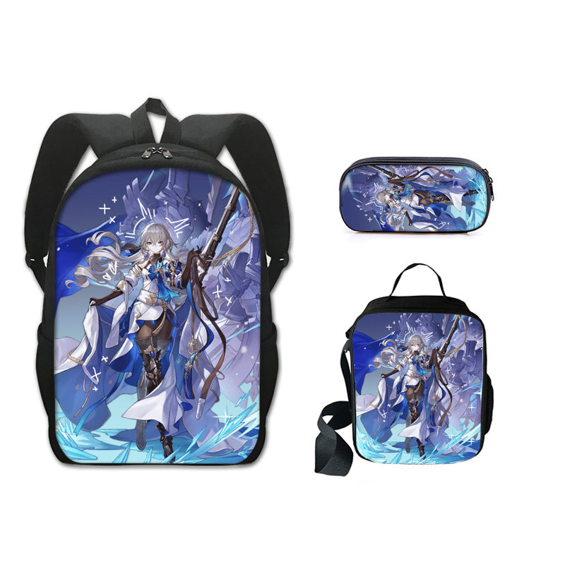 Honkai Impact 3 Schoolbag Backpack Lunch Bag Pencil Case 3pcs Set Gift for Kids Students