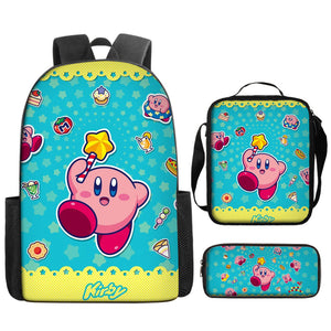 Kirby Schoolbag Backpack Lunch Bag Pencil Case 3pcs Set Gift for Kids Students