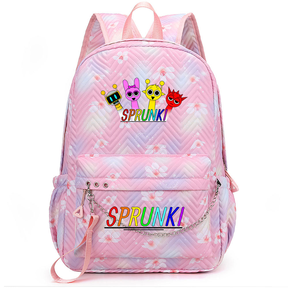 Sprunki USB Charging Backpack Shoolbag Notebook Bag Gifts for Kids Students
