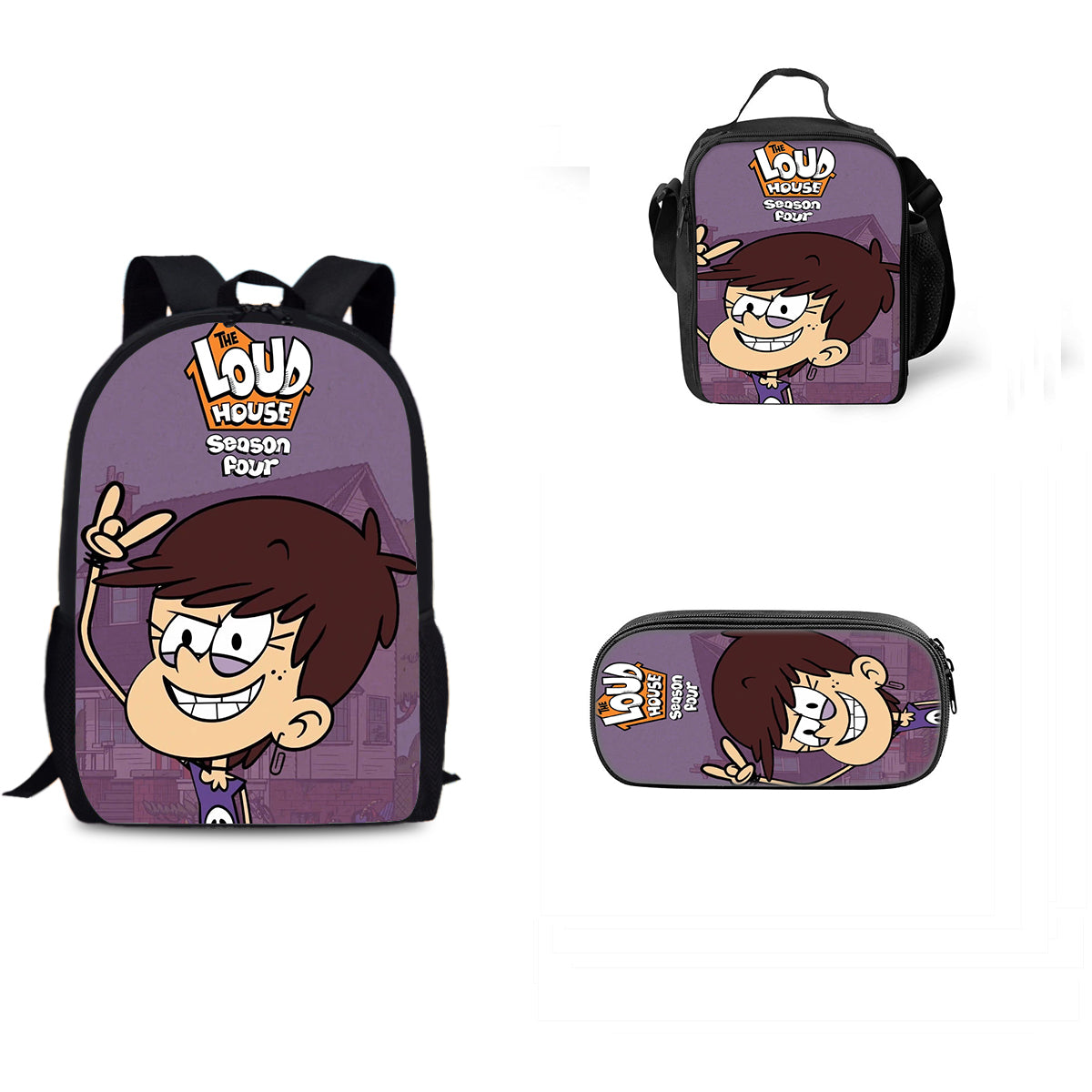 The Loud House Schoolbag Backpack Lunch Bag Pencil Case 3pcs Set Gift for Kids Students
