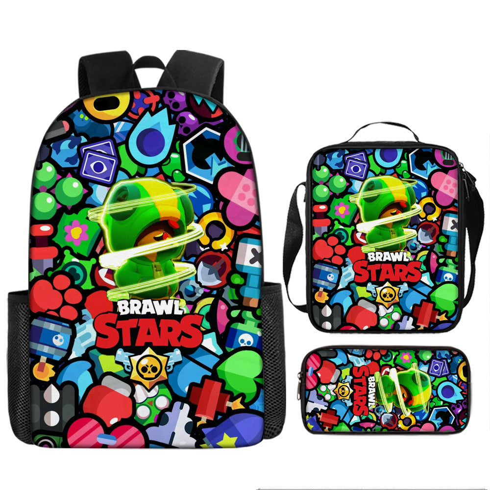 Brawl Stars Schoolbag Backpack Lunch Bag Pencil Case 3pcs Set Gift for Kids Students