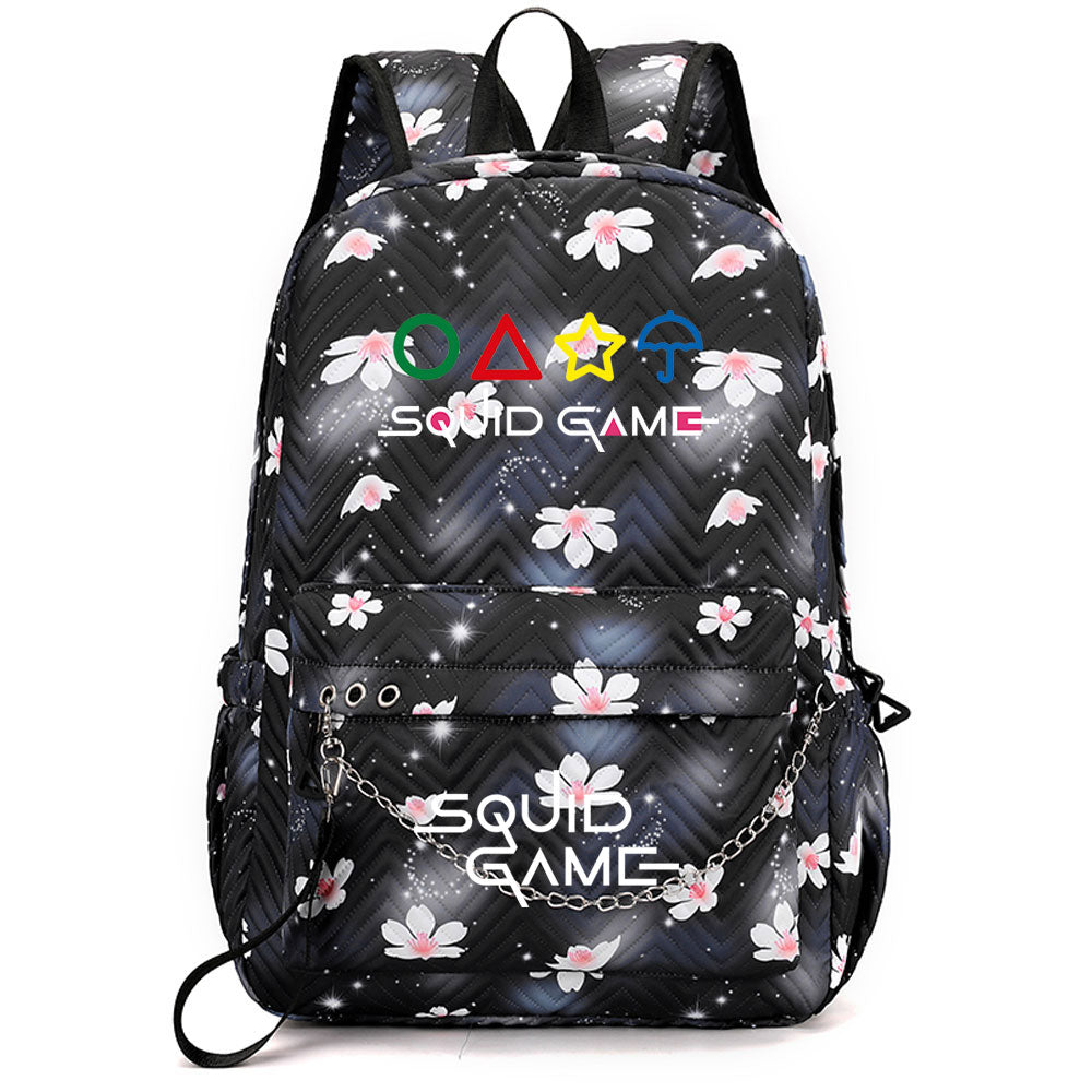 Squid Game USB Charging Backpack Shoolbag Notebook Bag Gifts for Kids Students