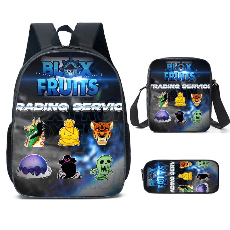 Blox Fruits Schoolbag Backpack Lunch Bag Pencil Case 3pcs Set Gift for Kids Students