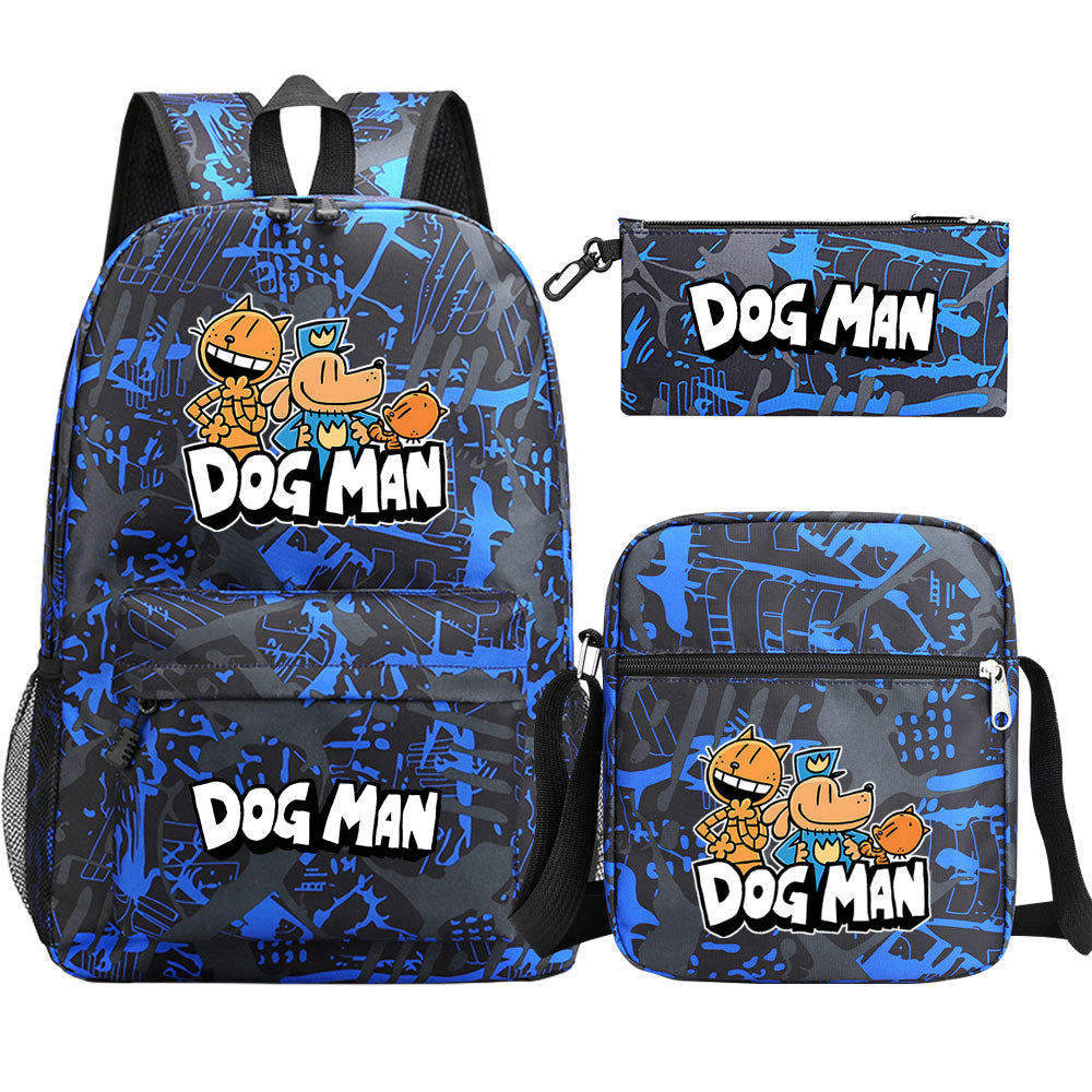 Dog Man School Bag Backpack Shoulder Bag Book Pencil Bags  3pcs Set
