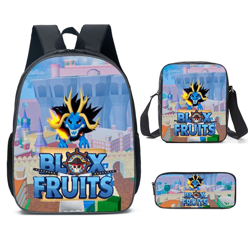 Blox Fruits Schoolbag Backpack Lunch Bag Pencil Case 3pcs Set Gift for Kids Students