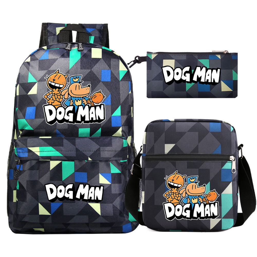 Dog Man School Bag Backpack Shoulder Bag Book Pencil Bags  3pcs Set