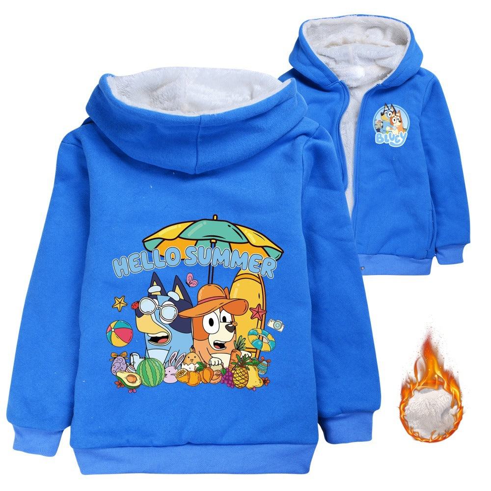 Bluey Pullover Hoodie Sweatshirt Autumn Winter Unisex Sweater Zipper Jacket for Kids Boy Girls