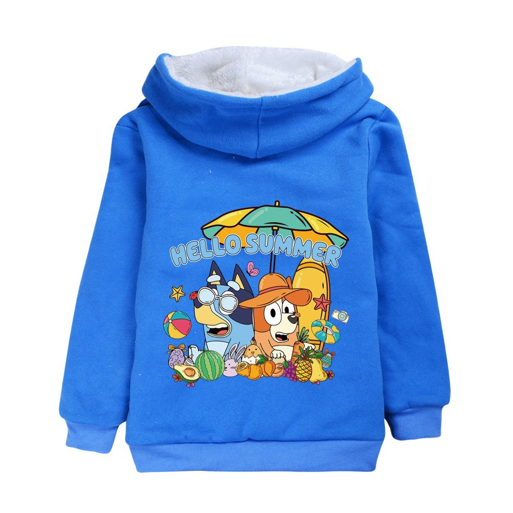 Bluey Pullover Hoodie Sweatshirt Autumn Winter Unisex Sweater Zipper Jacket for Kids Boy Girls