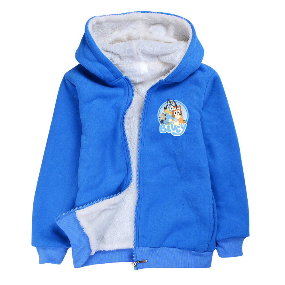 Bluey Pullover Hoodie Sweatshirt Autumn Winter Unisex Sweater Zipper Jacket for Kids Boy Girls
