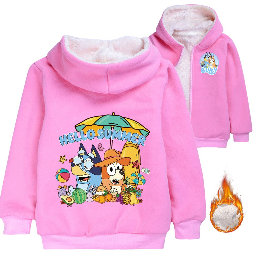Bluey Pullover Hoodie Sweatshirt Autumn Winter Unisex Sweater Zipper Jacket for Kids Boy Girls