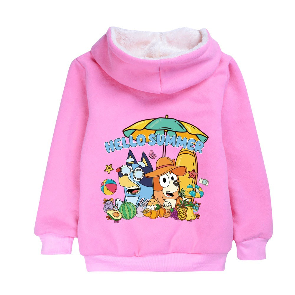 Bluey Pullover Hoodie Sweatshirt Autumn Winter Unisex Sweater Zipper Jacket for Kids Boy Girls