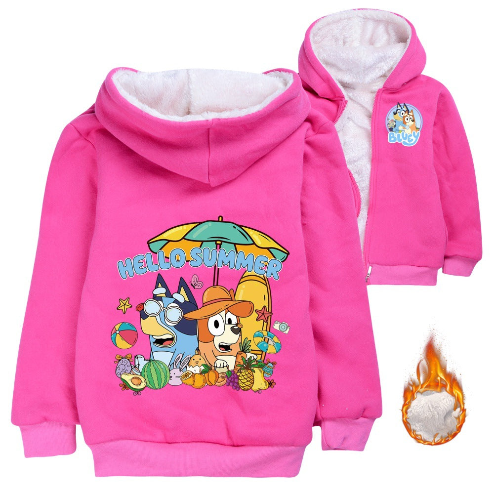 Bluey Pullover Hoodie Sweatshirt Autumn Winter Unisex Sweater Zipper Jacket for Kids Boy Girls