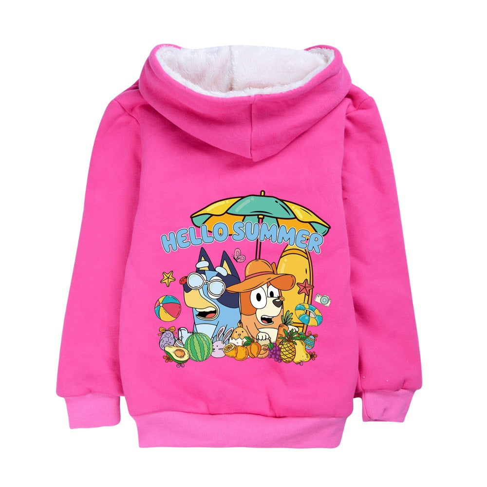 Bluey Pullover Hoodie Sweatshirt Autumn Winter Unisex Sweater Zipper Jacket for Kids Boy Girls