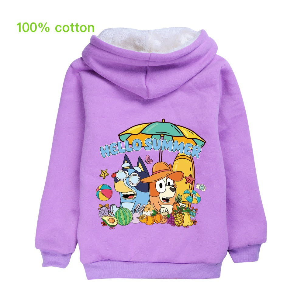 Bluey Pullover Hoodie Sweatshirt Autumn Winter Unisex Sweater Zipper Jacket for Kids Boy Girls