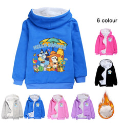 Bluey Pullover Hoodie Sweatshirt Autumn Winter Unisex Sweater Zipper Jacket for Kids Boy Girls